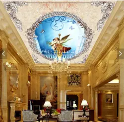Пользовательские потолочные обои. Красивый Романтический Ангел для гостиной столовой отеля стены, потолок водонепроницаемый виниловые