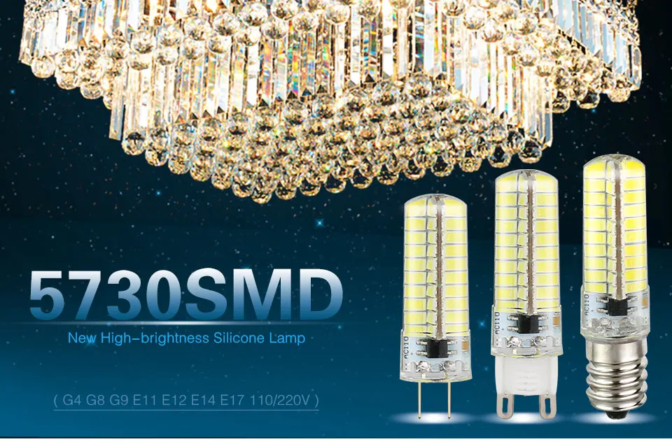 С регулируемой яркостью E11 E12 E14 E17 силиконовый светодиодный лампы 220V 110V SMD 5730 G4 G8 G9 светодиодный потолочный светильник 80 светодиодный s Точечный светильник люстра светильник для домашнего декора