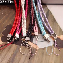 XSMYiss Плетеный ремешок из искусственной кожи для телефона, длинный шейный ремешок для мобильного телефона, ID карта, ключ, USB камера, MP3, 4, ремни для мобильного телефона