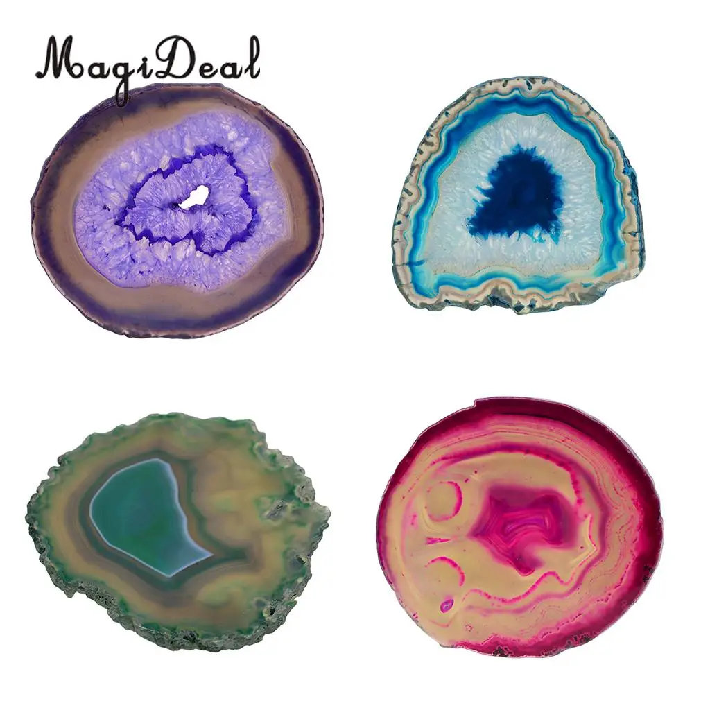 

Natural Agate Slices Geode Stones Coasters Cup Mat, 110 - 140 mm / 4.33 - 5.51", for Jewelry Making, Home Decoration, DIY Craft
