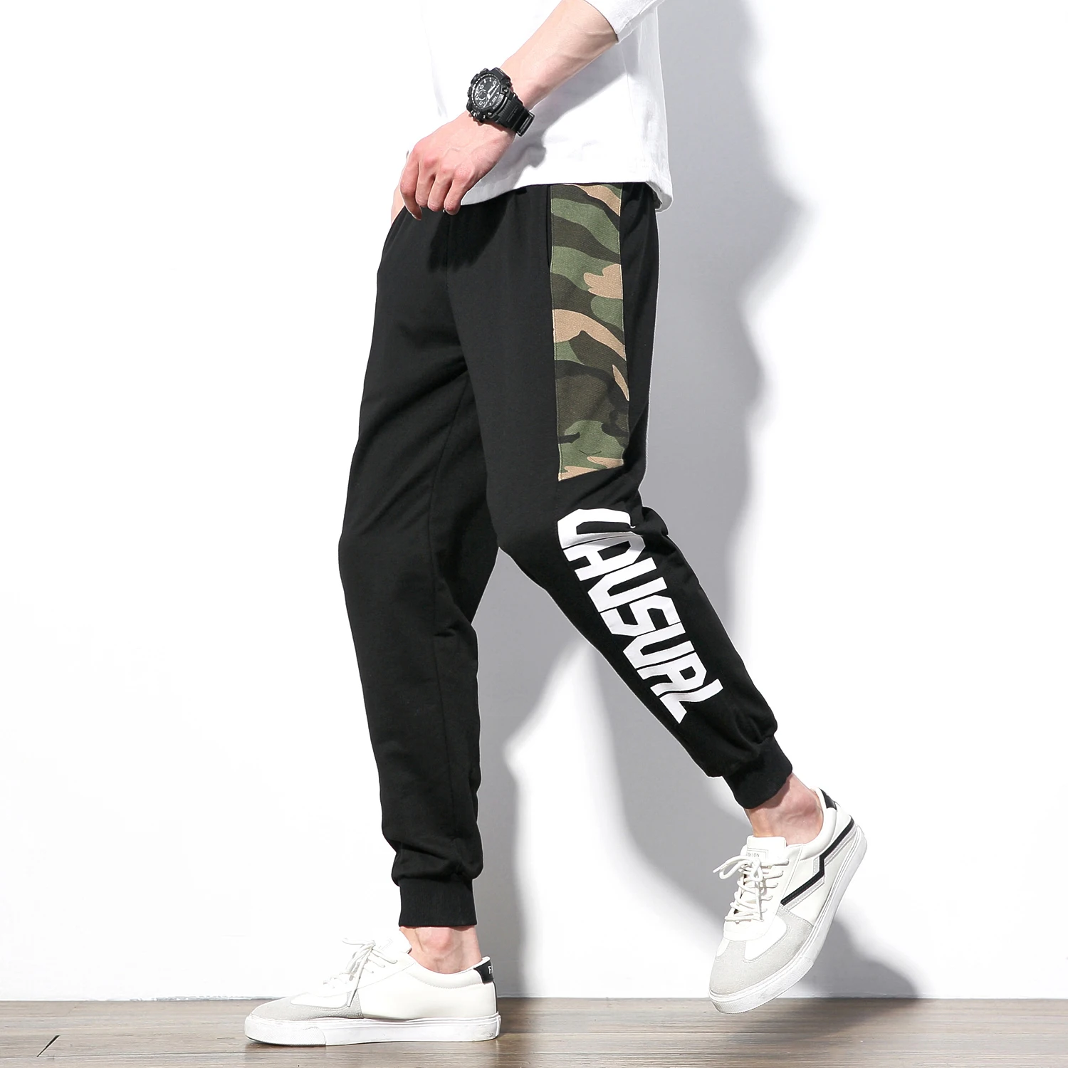 Loldeal Autumn Mens Sweatswear Pants Printing Side Stripe Pockets ...