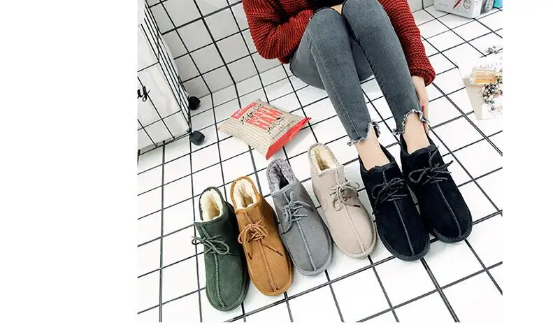 EIOUPI/теплые зимние ботинки из натуральной яловой кожи; женские повседневные Модные ботильоны на плоской подошве с вышивкой; ohz5808a