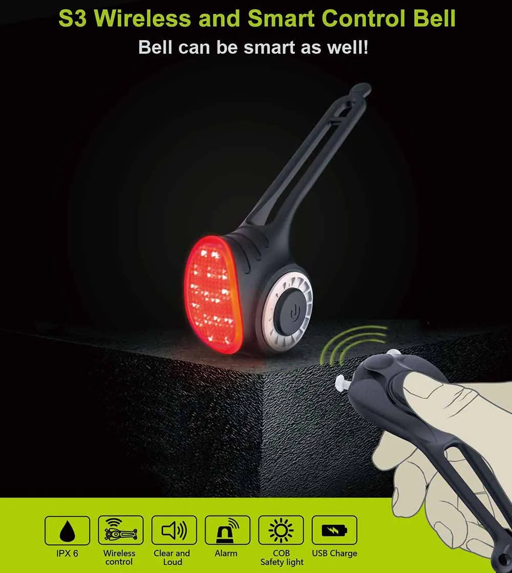 Cheap Meilan S3 Bicycle taillight COB lighting source Bicycle smart wireless remote control 150 decibel electric bell burglar alarm 0 Cheap Meilan S3 Bicycle taillight COB lighting source Bicycle smart wireless remote control 150 decibel electric bell burglar alarm 0