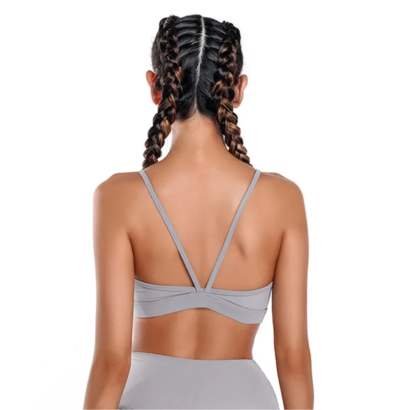 

CretKoav Front Hollow Sports Bras Women Sexy Back Inverted Triangle Breathable Running Bra Push Up Chest Women Fitness Yoga Bra