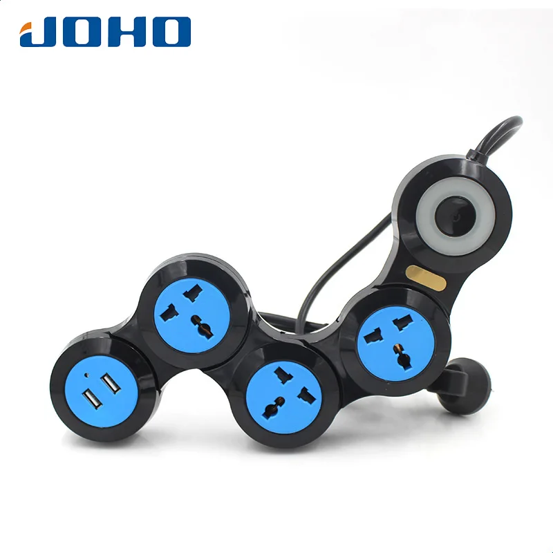 

JOHO Electrical Sockets Creative Deformable Power Strip USB Charger 2.1A Universal Extension Socket Standard Grounding 10A 250V