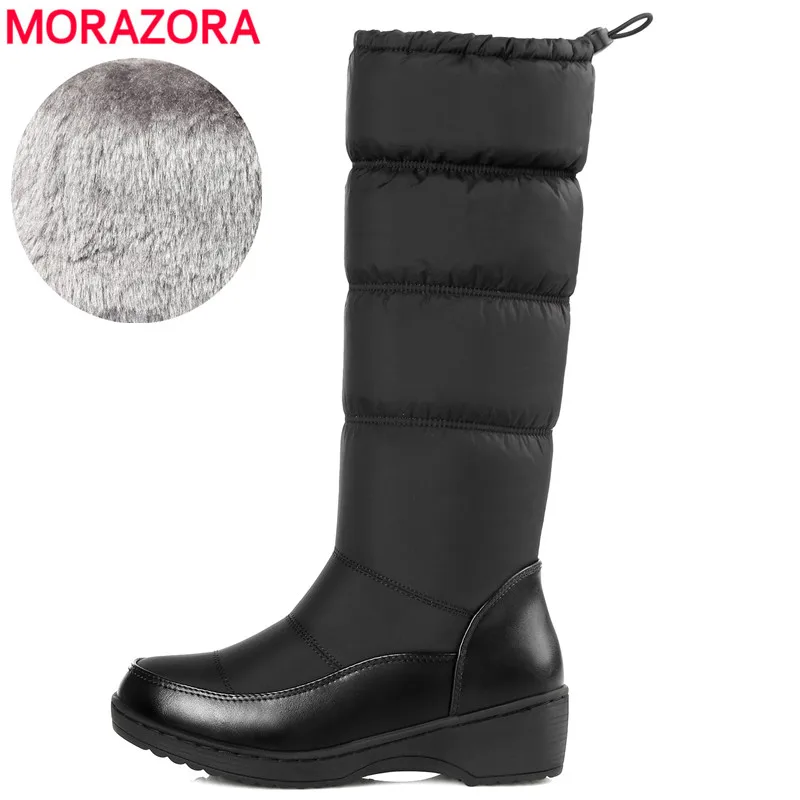 

MORAZORA Plus size 35-44 New 2019 Fashion women boots keep warm down snow boots thick fur mid calf winter boots size 35-44 white