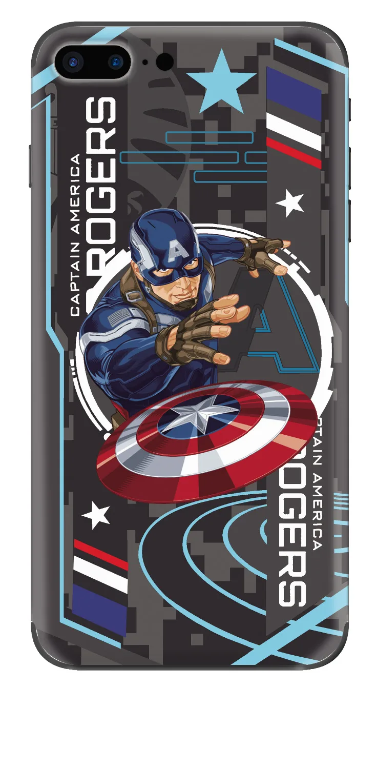 Модная наклейка для телефона с изображением Капитана Америки для iPhone 8, 7, Железного человека, задняя пленка для iPhone 7, 8 Plus, Противоударная наклейка