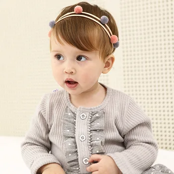 

Retail 1pc Fashion Cute Color Balls Newborn Hairbands Kawaii Solid Pom Pom Soft Headbands Hair Accessories Headwear