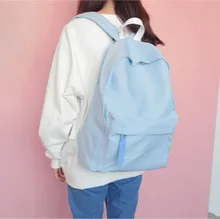 Preppy Style Canvas Summer Backpack For Teenagers Girls Solid Pure Color School Leisure Book Daily College Light Student Bags