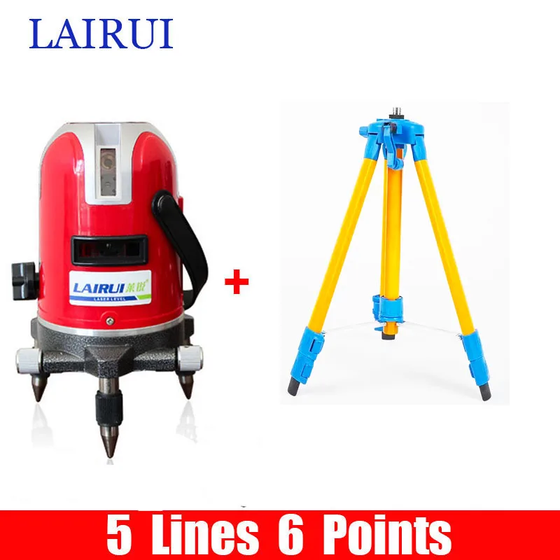 LAIRUI brand 5 lines 6 points laser level 635nm 360 degree rotary cross laser line level with