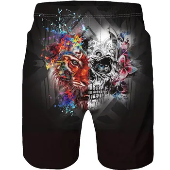

Mens Pants Men Casual 3D Skull Printed Beach Work Casual Men Short Trouser Shorts Pants