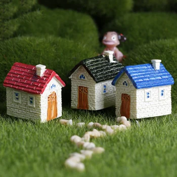 

Cute Delicate House Building Cottage Room Small Statue Home Decoration Accessories Miniature Children Toys Decor Craft Figurines