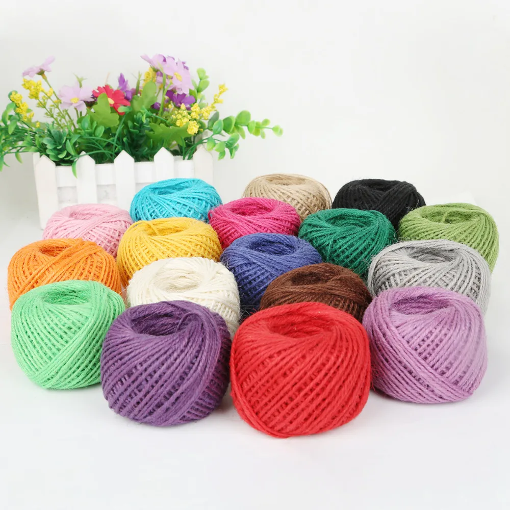 Jute Rope Multi Colors 1Roll 50M Natural Burlap Hessian Twine Cord Hemp String 2mm Gift Box Wedding Tags Decoration