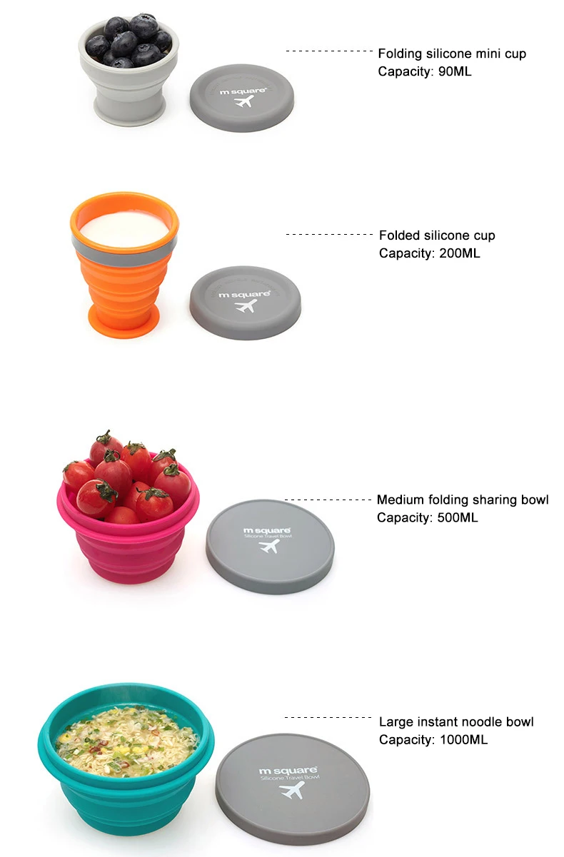 Пищевой силиконовый складной переносной миска для путешествий на свежем воздухе может быть доставлена в коляску со складной чашей домашняя наружная чаша