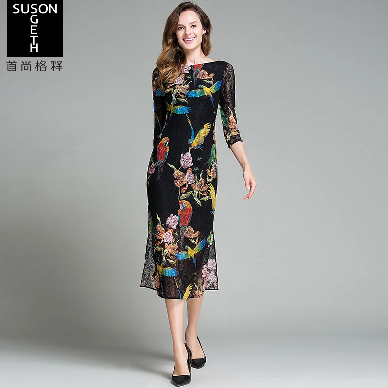 Vfemage женские осенние элегантные прозрачные кружевные вечерние платья с вышивкой для особых случаев облегающее платье 4240