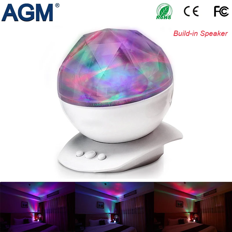 

AGM Aurora Sky Cosmos Ocean Wave LED Night Light Starry Master Projector USB Powered Diamond Music Speaker For Bedroom Decor