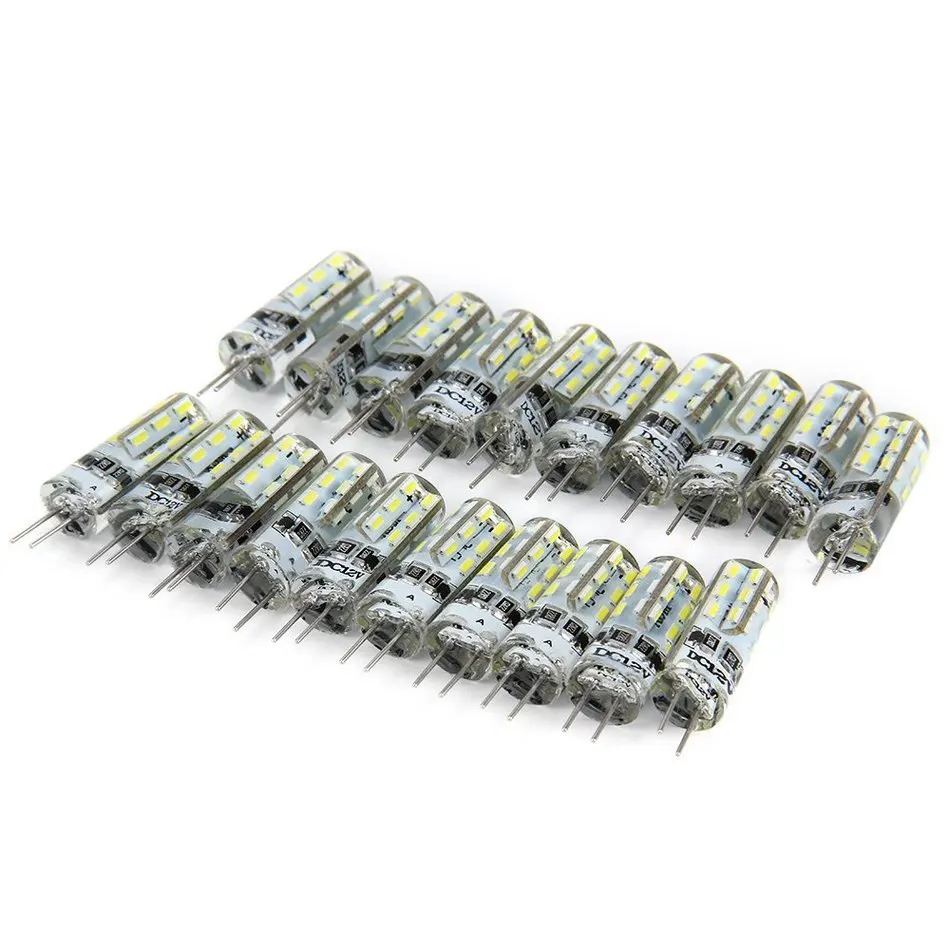 20 unids/lote 1 W G4 Base bombilla LED de alta potencia SMD3014 DC 12 V Blanco/luz blanca caliente 360 grados Ángulo De haz Lamparas De luz Led