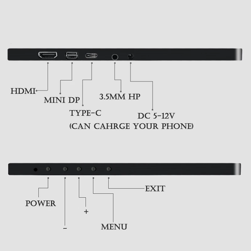 15,6 дюймов 8,5 мм узкий обовь Высокие светло-дисплейный порт MiniDP типа «HDMI портативный монитор для PS4 xbox SWITCH NS портативных ПК с Динамик настенный кронштейн для телевизора