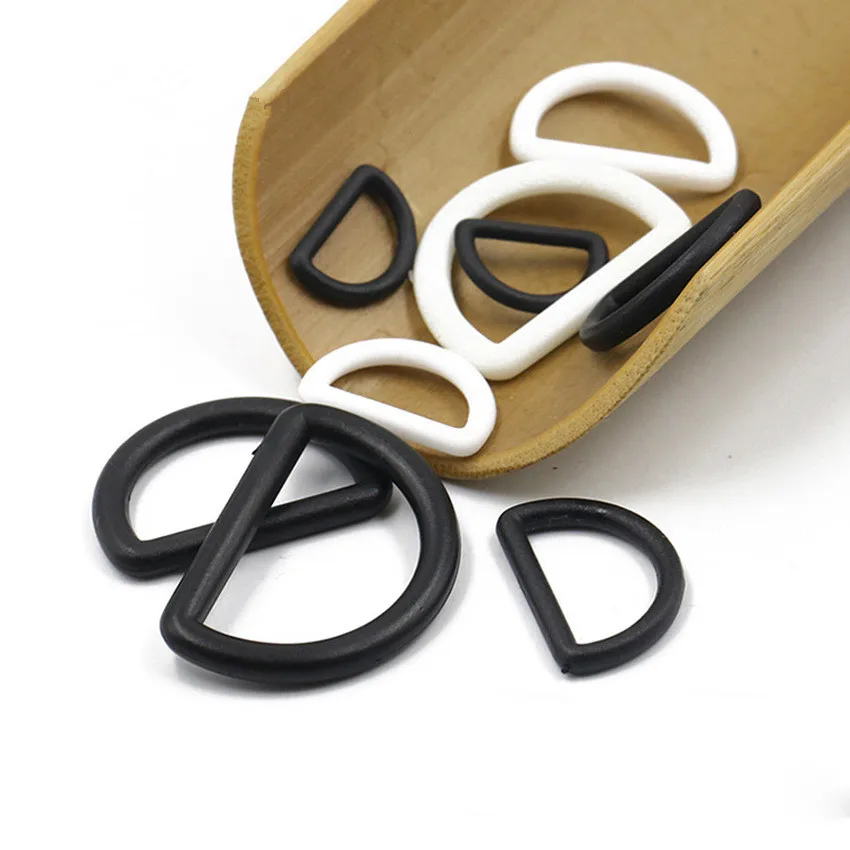 

100pcs 1cm-3cm Plastic O D Ring Buckle for Handbag Belt Clasp Garment Accessory Snap DIY Sewing Cloth Black White Loop D Buckle