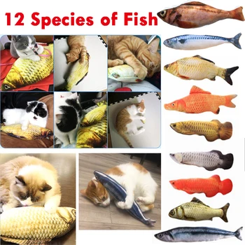 

12 Style 3D Artificial Fish Plush Cat Catnip Toys Pet Cat Dog Chew Scratch Pillow Toys Sleeping Cushion Gadget