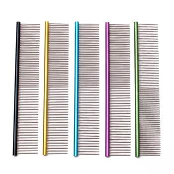 

100Pcs Aluminum alloy 35g Pet Comb Cat Dog Hair Trimmer Comb Stripe Grooming Comb Shedding Hair Cleaning Grooming Tool C6704