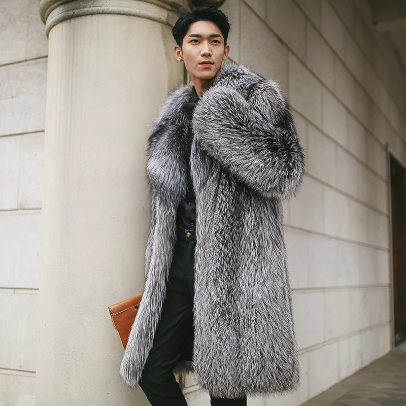 Real fox fur coats for men natural fox fur top luxury fur jacket medium ...