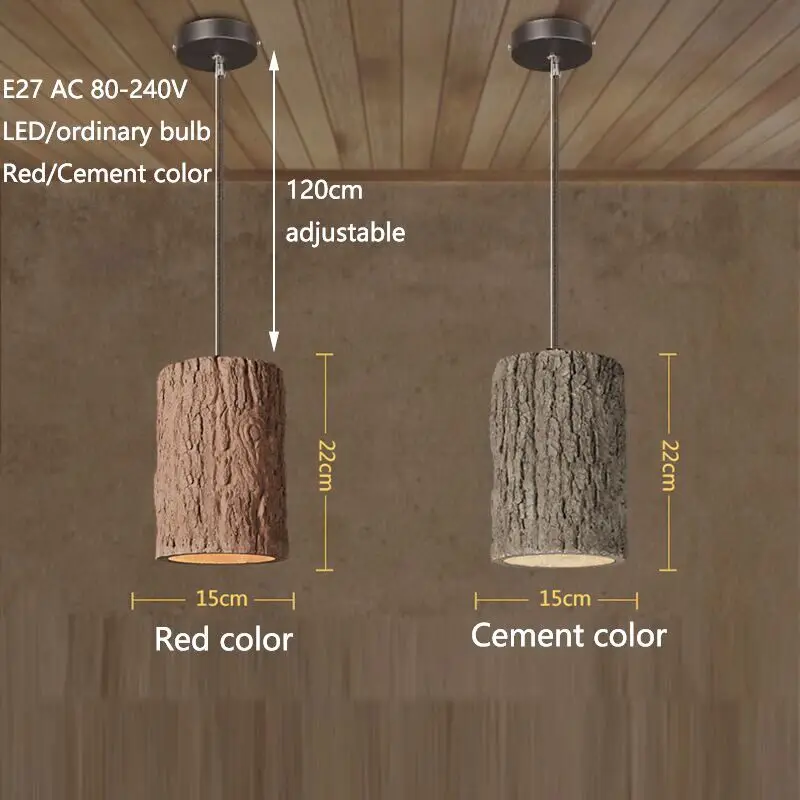 Ретро промышленный Лофт пень стиль цемент подвесные светильники современный led E27 шнур подвесной светильник для ресторана спальни кухни бара