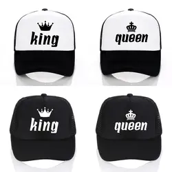 King queen Кепка с принтом короны бейсбольная кепка s для мужчин и женщин летний солнцезащитный щит Кепка Snapback белая черная Lover Trucker bone