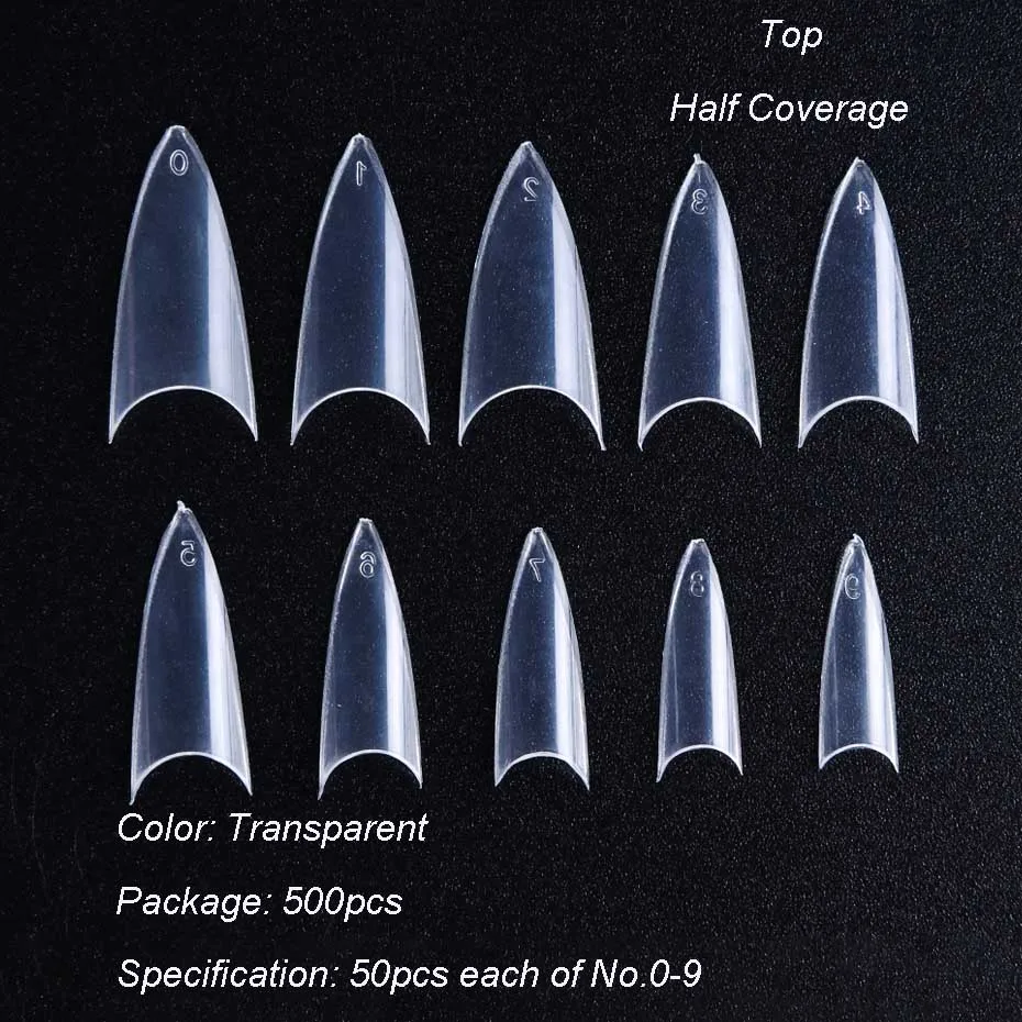 500 шт акриловые накладные ногти, чистые натуральные белые французские Кончики ногтей, форма для наращивания ногтей, сделай сам, маникюр, накладные ногти, художественные кончики SA871 - Цвет: Top Transparent