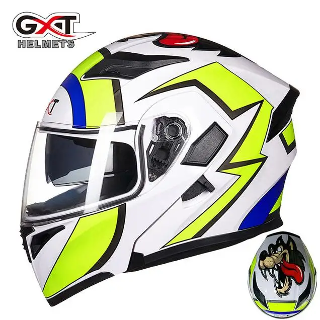 GXT модульный мотоциклетный шлем с откидной крышкой Capacete da Motocicleta мотошлем Casque Kask Helm Dual Visors мужские гоночные шлемы - Цвет: 1