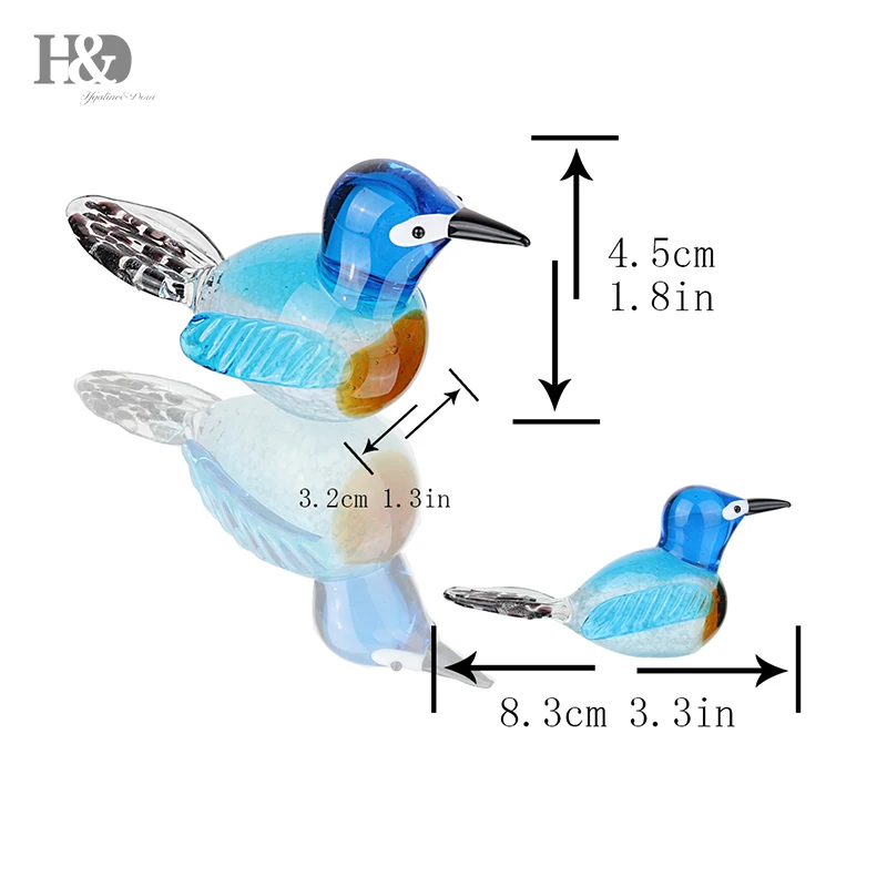 H& D 8 Стильная современная фигурка птицы Уникальный рождественский подарок стеклянный домашний декор Животные Мини статуэтки многоцветные аксессуары для украшения дома