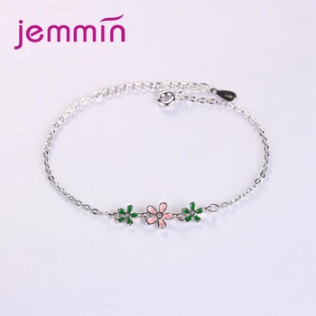 

925 Sterling Silver Korean Adjustable Exquisite Three Color Flowers Women Fashion Single Product Bracelet Suit Any Party