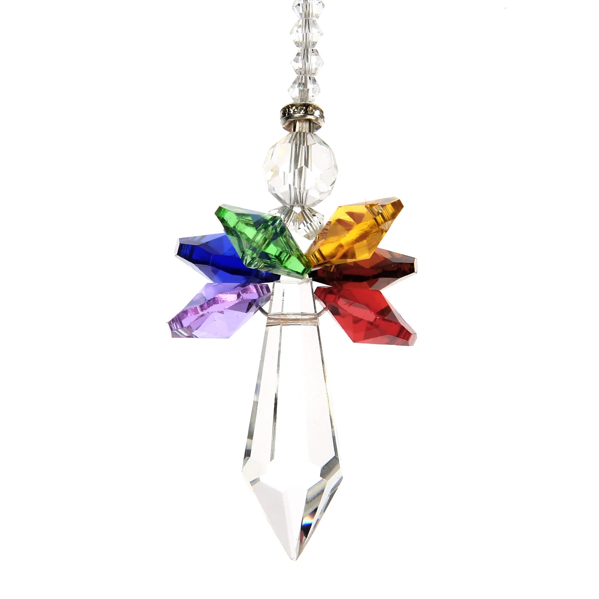 1pc Rainbow Angel Suncatcher Crystal Guardian Angel Chakra Sun Catchers Rear View Mirror for Car Charm Home Decor