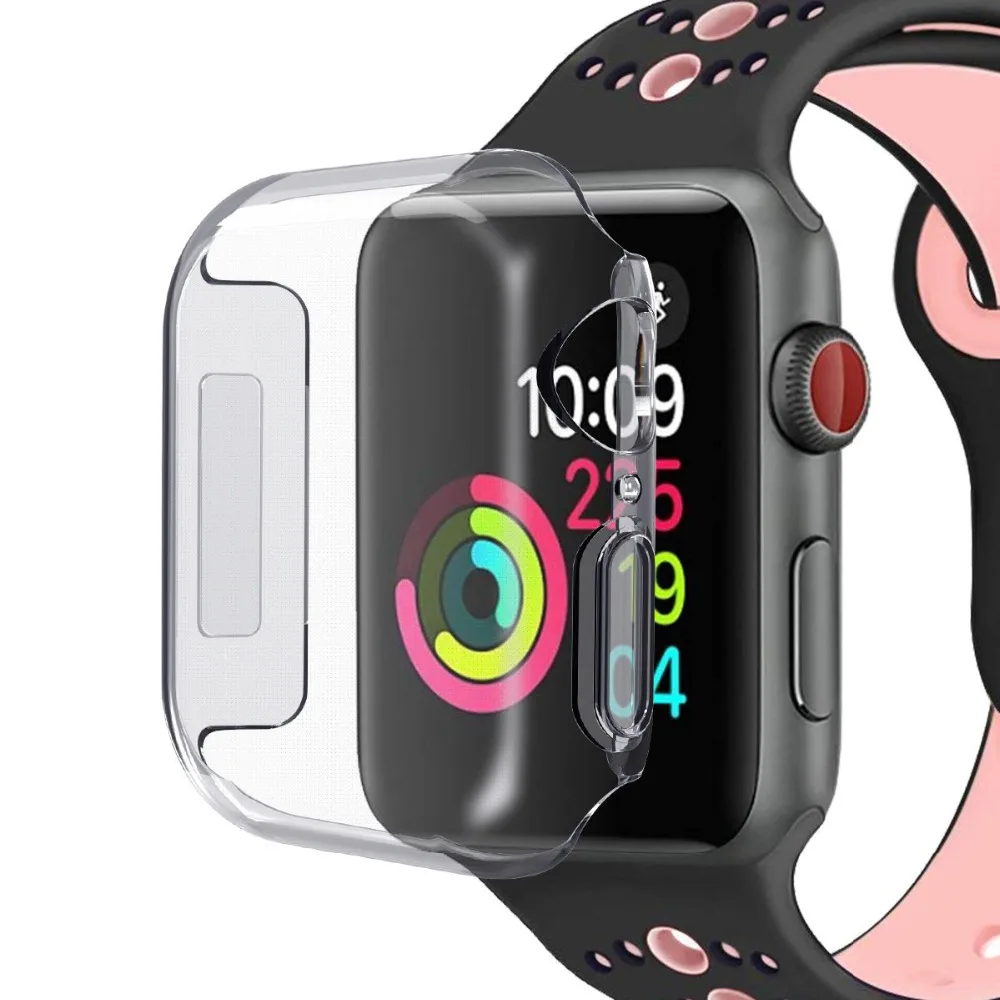 Силиконовый мягкий чехол для Apple Watch 4, 5, 3, ремешок iwatch 42 мм, 44 мм, 38 мм, 40 мм, Ультратонкий защитный чехол с прозрачной рамкой 2, 1
