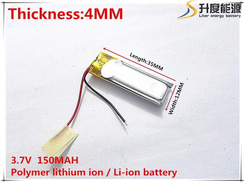 

Tablet PC battery capacity 401235 3.7V 150MAH Universal Li-ion battery for tablet pc Mp3 MP4 MP5 GPS mobile bluetooth