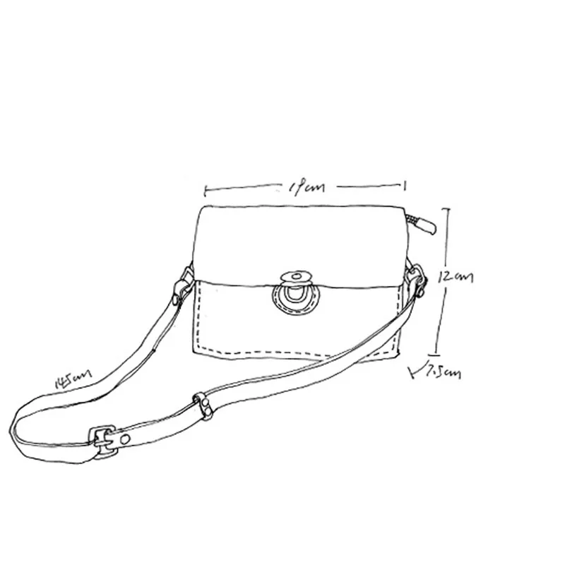 AETOO Black first layer leather small square bag new retro art single shoulder diagonal package flip lock buckle handbag