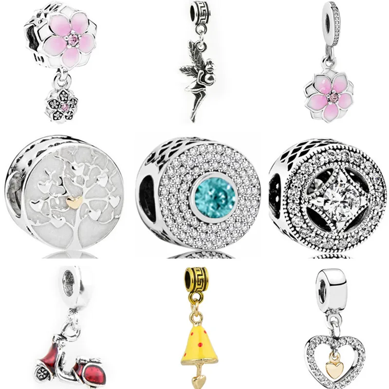 

Crystal Pendant Necklaces Bird Elf Lobster Flower Love Heart Charms Beads Fit Pandora European Bracelets for Women DIY Jewelry