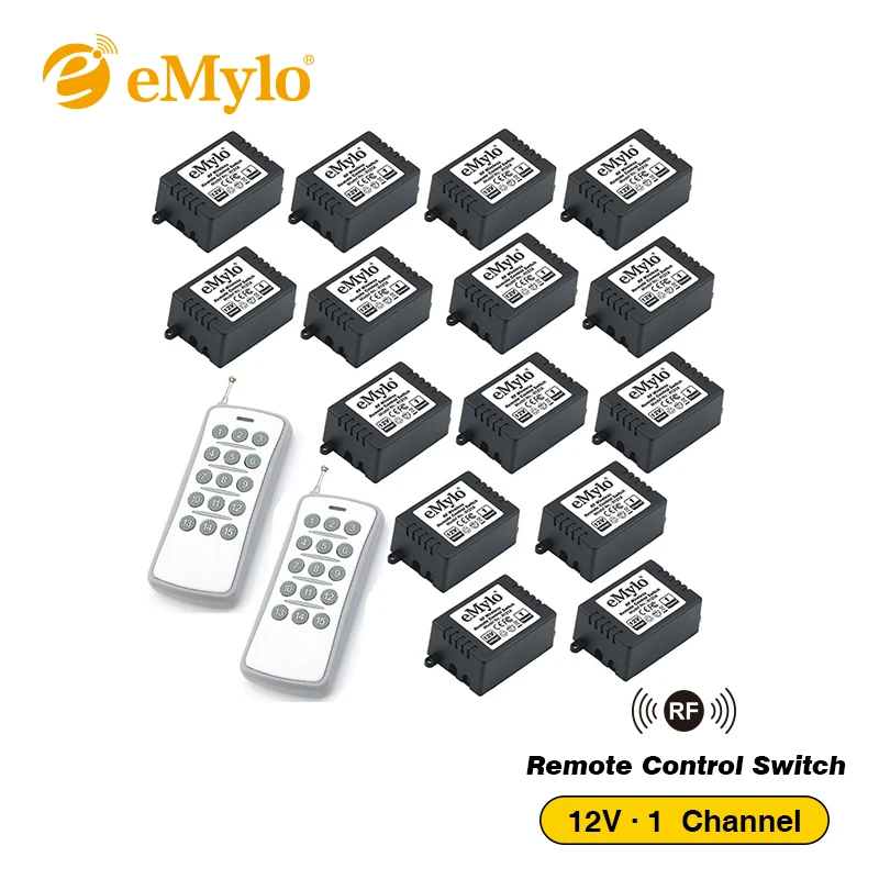 eMylo DC 12V RF 433Mhz Smart Wireless Remote Control Light Switch Relay