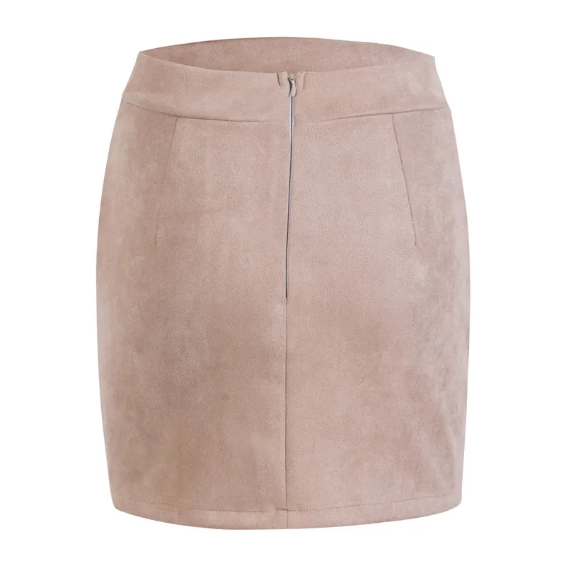 Сексуальная женская летняя облегающая замшевая мини-юбка, модная повседневная однотонная мини-юбка-карандаш с высокой талией