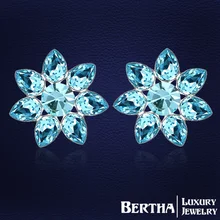 Романтическая мода роскошь, изысканный цветок серьги кристаллы от Swarovski подарок для невесты леди уха ювелирные изделия
