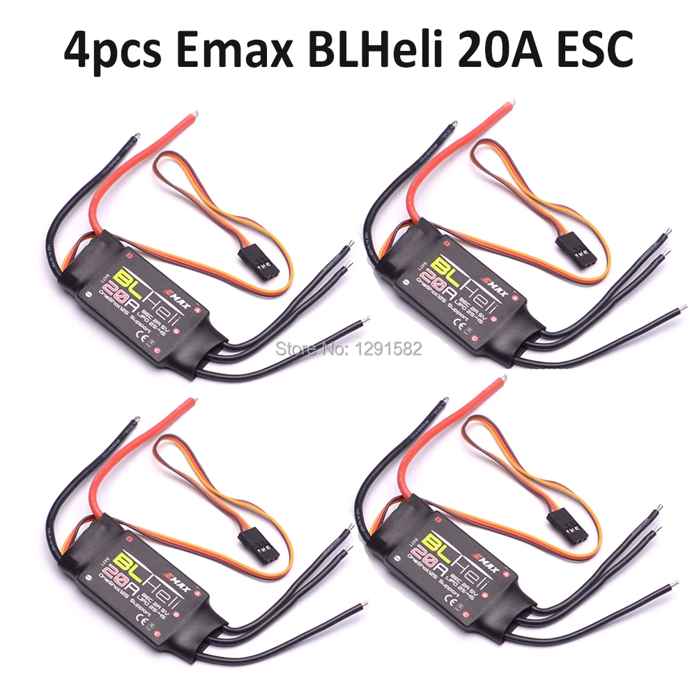 

4pcs 20A BLHeli ESC 2A 5V BEC Speed Controller for 250 QAV250 280mm Quadcopter Multicopters