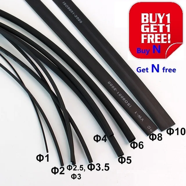 

[Buy 1 Get 1 free] 2:1 Heat Shrink Tubing 1 2 3 4 5 6 8 10mm Diameter Heatshrink Tube Shrinkable Wrap Wire Cable Sleeve kit DIY