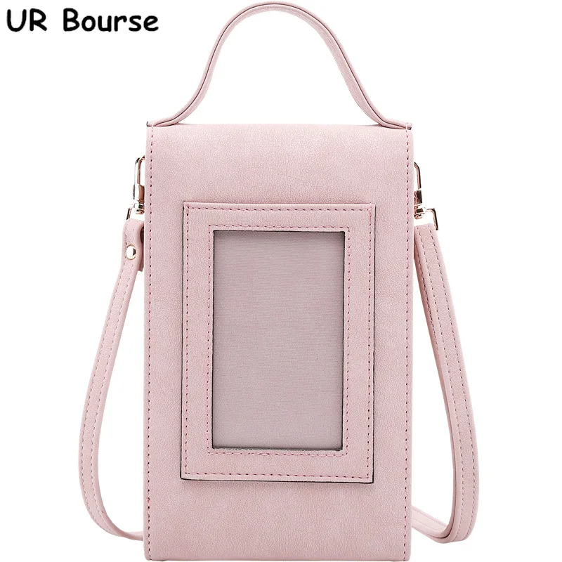 

UR BOURSE Women's Phone Bag Female Pu Leather Messenger Bag Ladies Coin Purse Card Package Small Multi-function Shoulder Bag