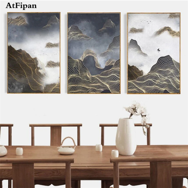 AtFipan 3 Panel Unframed Wall Pictures Poste For Living Room Wall Art