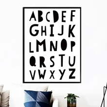 26 Letters Abstract Fox Panda Black White Nordic Posters And Prints Wall Art Canvas Painting Wall Pictures Kids Room Home Decor