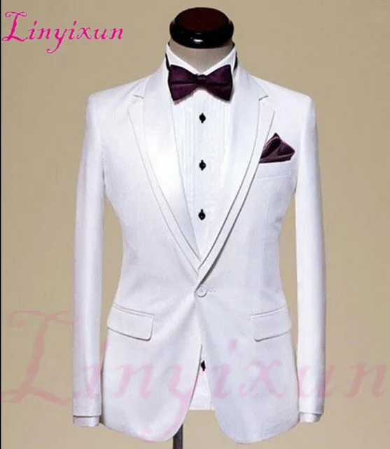 Linyixun индивидуальный заказ жениха шаль/Нотч Жених смокинги для женихов белые мужские костюмы Свадебные Best человек