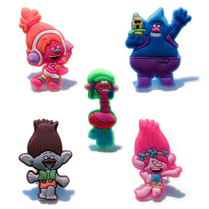 

1-5pcs Trolls Cartoon Pins badges Brooches Collection DIY Charms Fit Hat Clothes Bags Shoes Decoration X-mas Party Gift