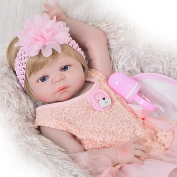 

22inch 55cm Adorable Reborn Doll Handmade Full Silicone Bebe Girl Reborn Doll Boneca Fashion Baby Dolls For kids gift