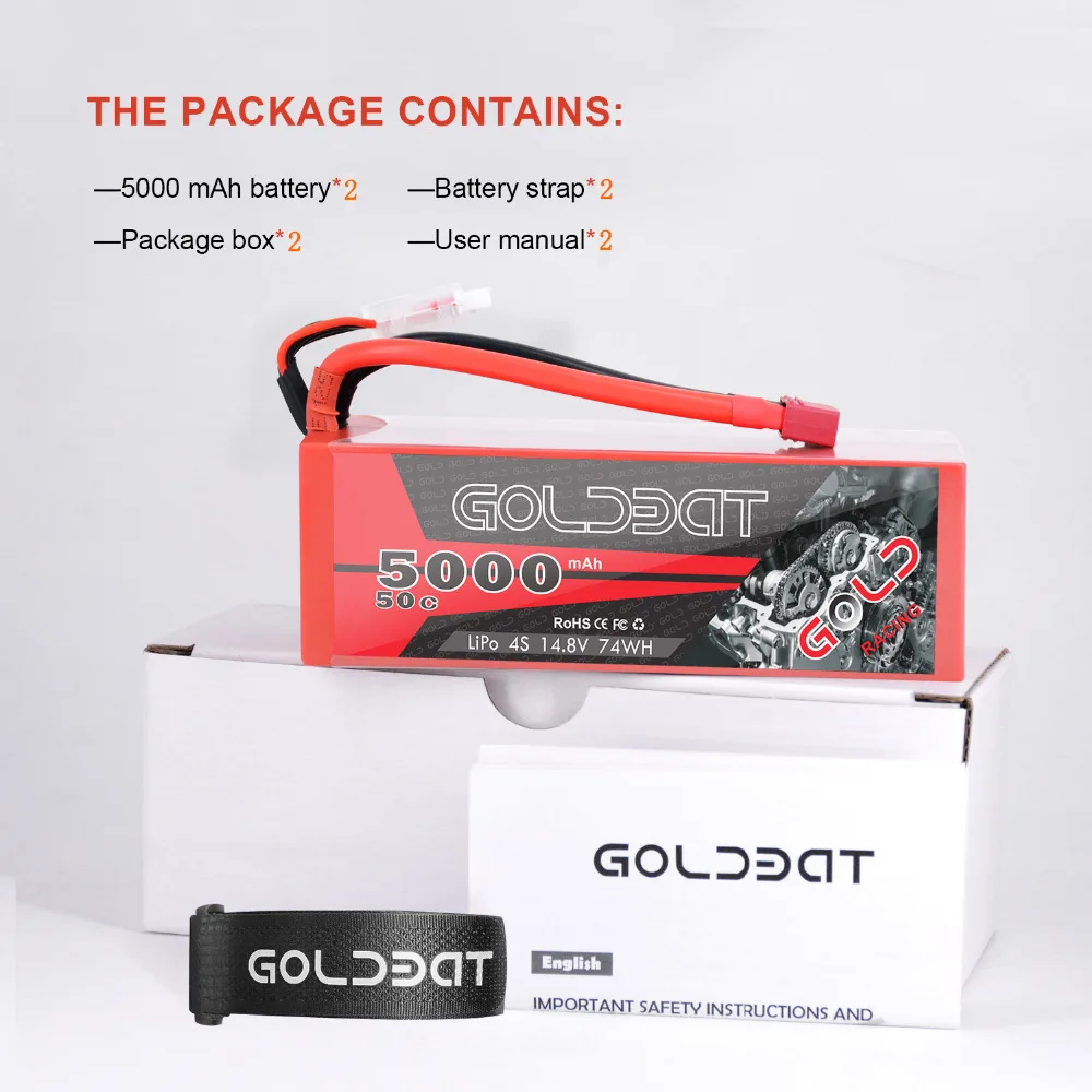 2 единицы GOLDBAT 5000mAh 14,8 V LiPo батарея для RC батарея lipo 4S 50C с Deans T& XT60 Разъем для RC Buggy Crawler Monster Truck