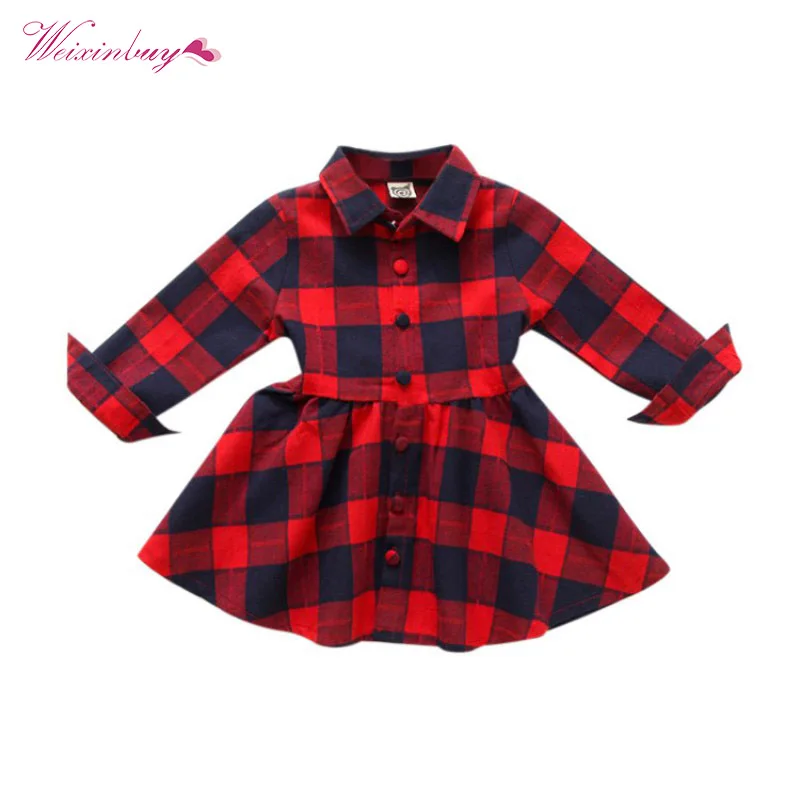 Платья для девочек с длинными рукавами, милая осенне-зимняя детская одежда в клетку, детское платье для девочек, детская одежда
